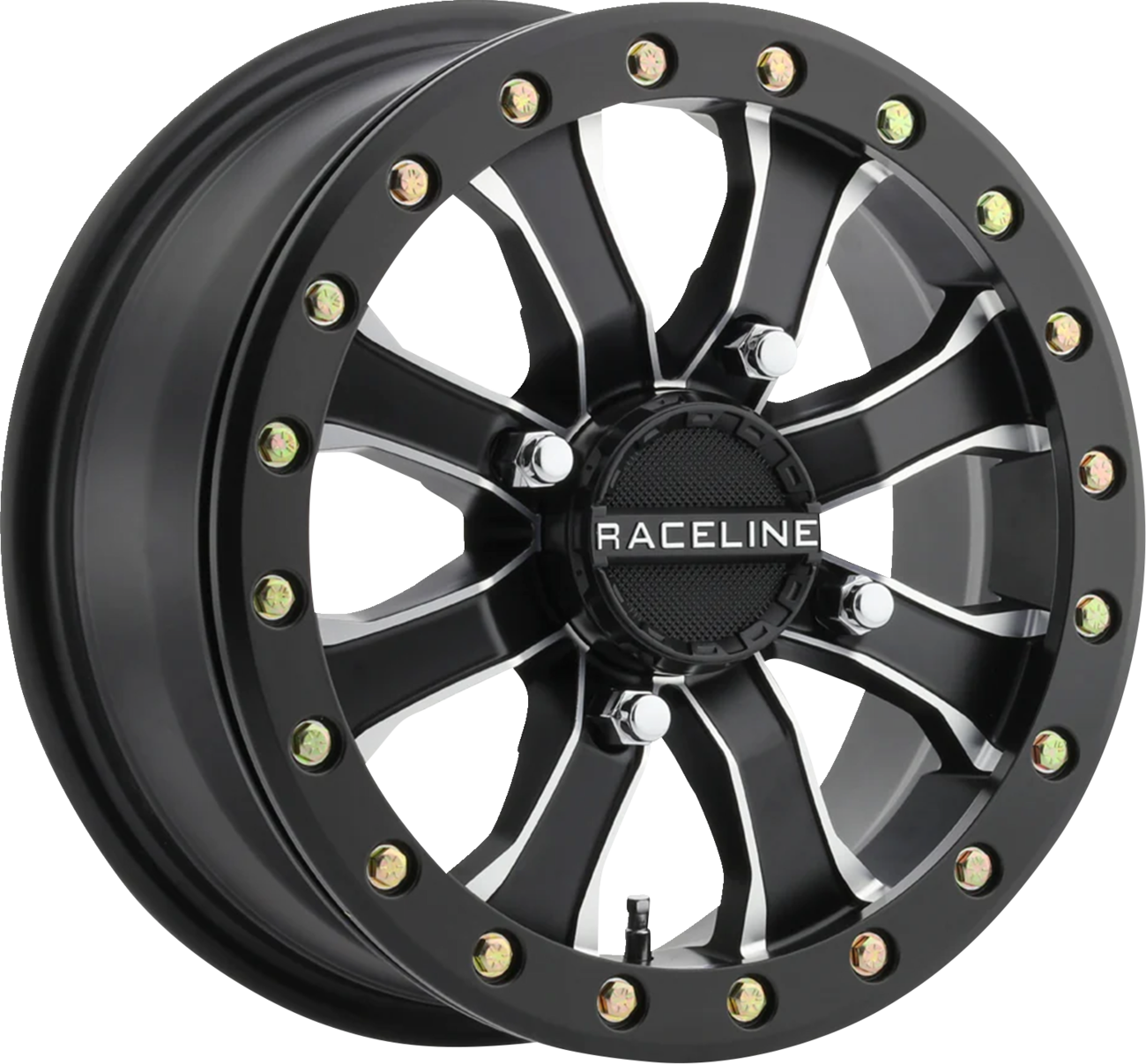 RACELINE WHEELS Wheel - Black Mamba - Beadlock - Front/Rear - Black/Machined - 15x6 - 4/156 - 5+1 A71MB-56056-51