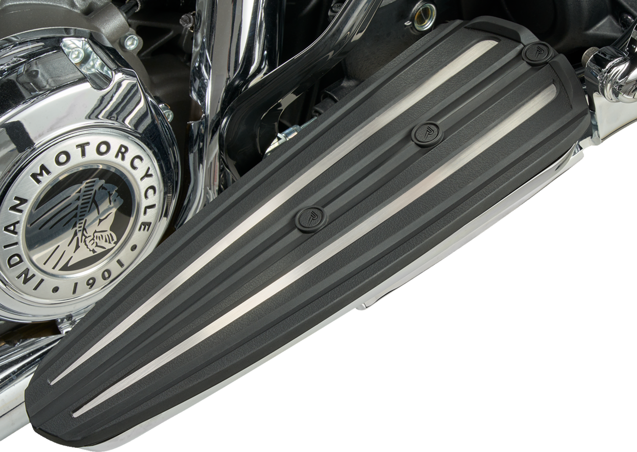 CIRO RydeCulture™ Charles Chapa Floorboard Inserts - Black w/ Stainless Steel Accents - Indian 6R004