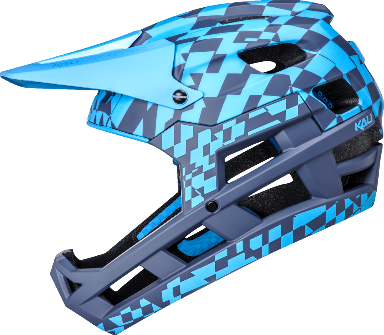 KALI DH Invader Helmet - LTD Glitch - Matte Navy/Cyan - XS-M 0211323226