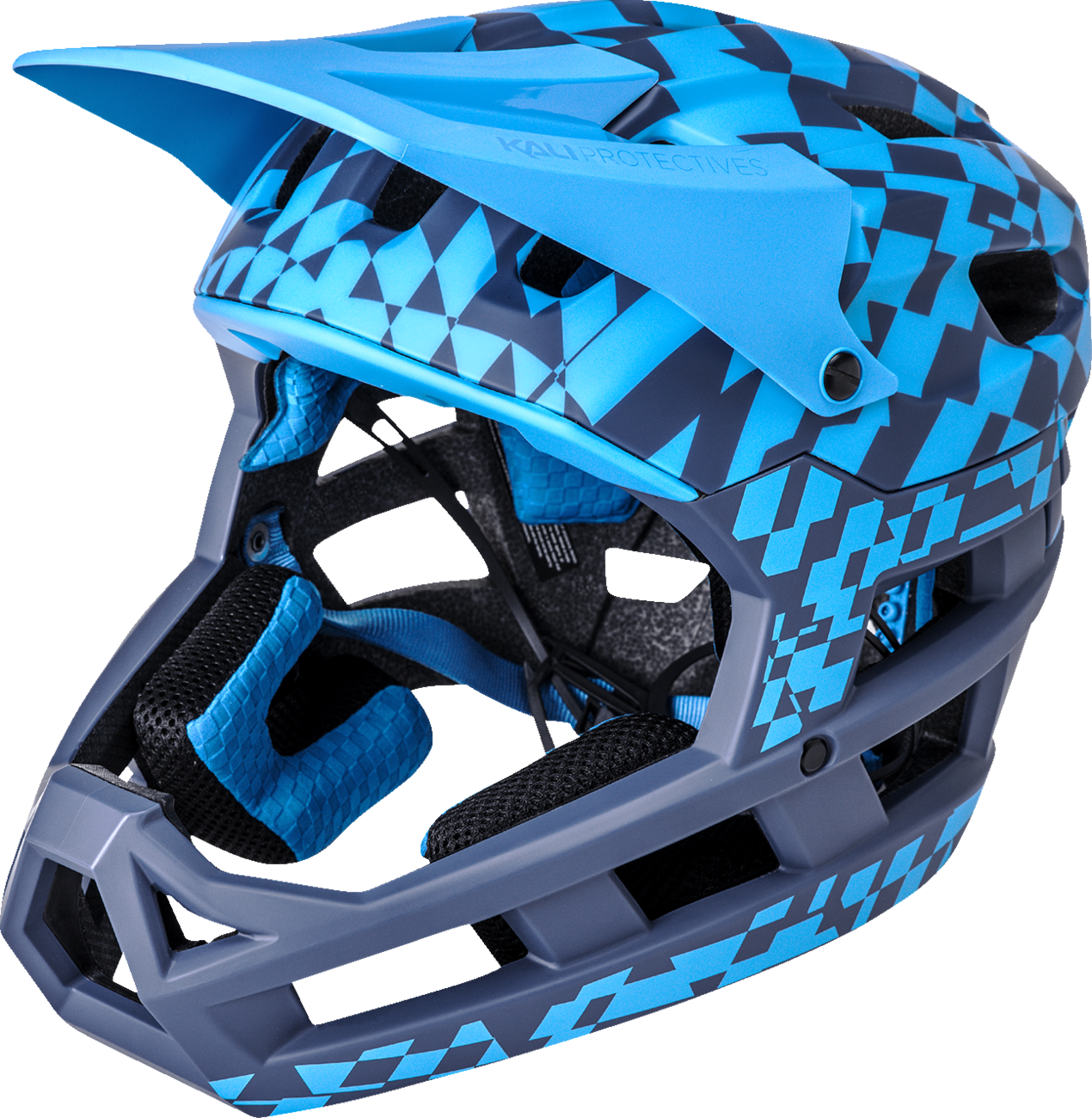 KALI DH Invader Helmet - LTD Glitch - Matte Navy/Cyan - XS-M 0211323226