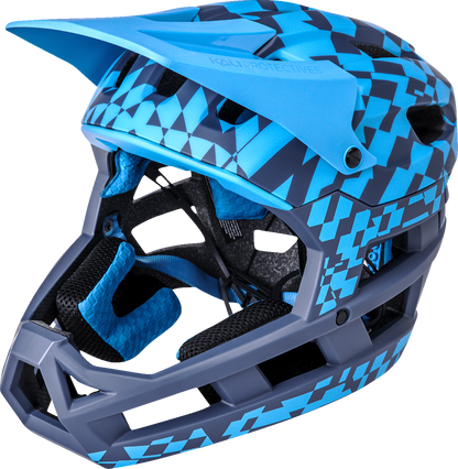 KALI DH Invader Helmet - LTD Glitch - Matte Navy/Cyan - XS-M 0211323226