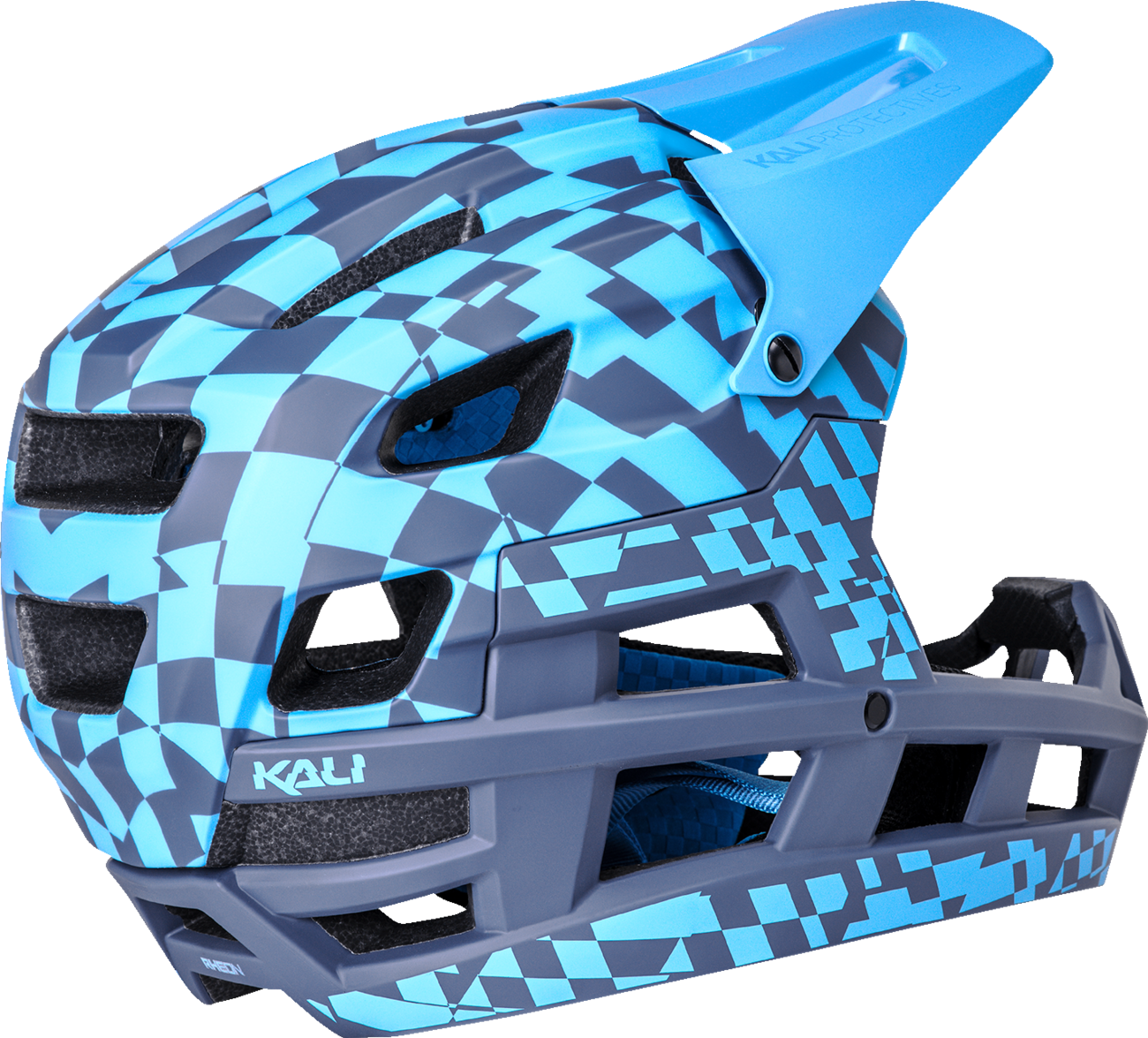 KALI DH Invader Helmet - LTD Glitch - Matte Navy/Cyan - XS-M 0211323226