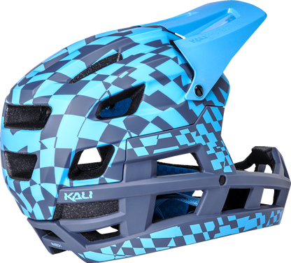 KALI DH Invader Helmet - LTD Glitch - Matte Navy/Cyan - XS-M 0211323226