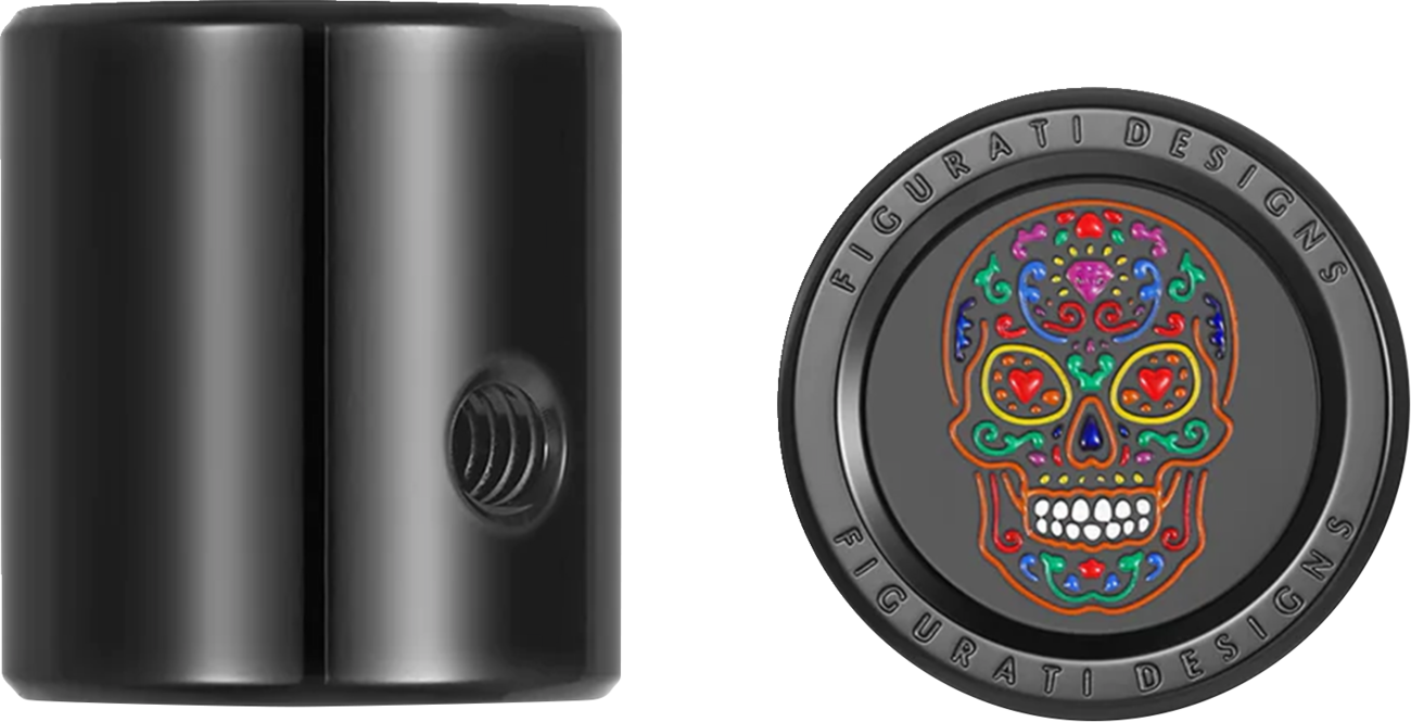 FIGURATI DESIGNS Heel-Toe Shifter Cover - Sugar Skull - Black FD30-HTSC-BLK