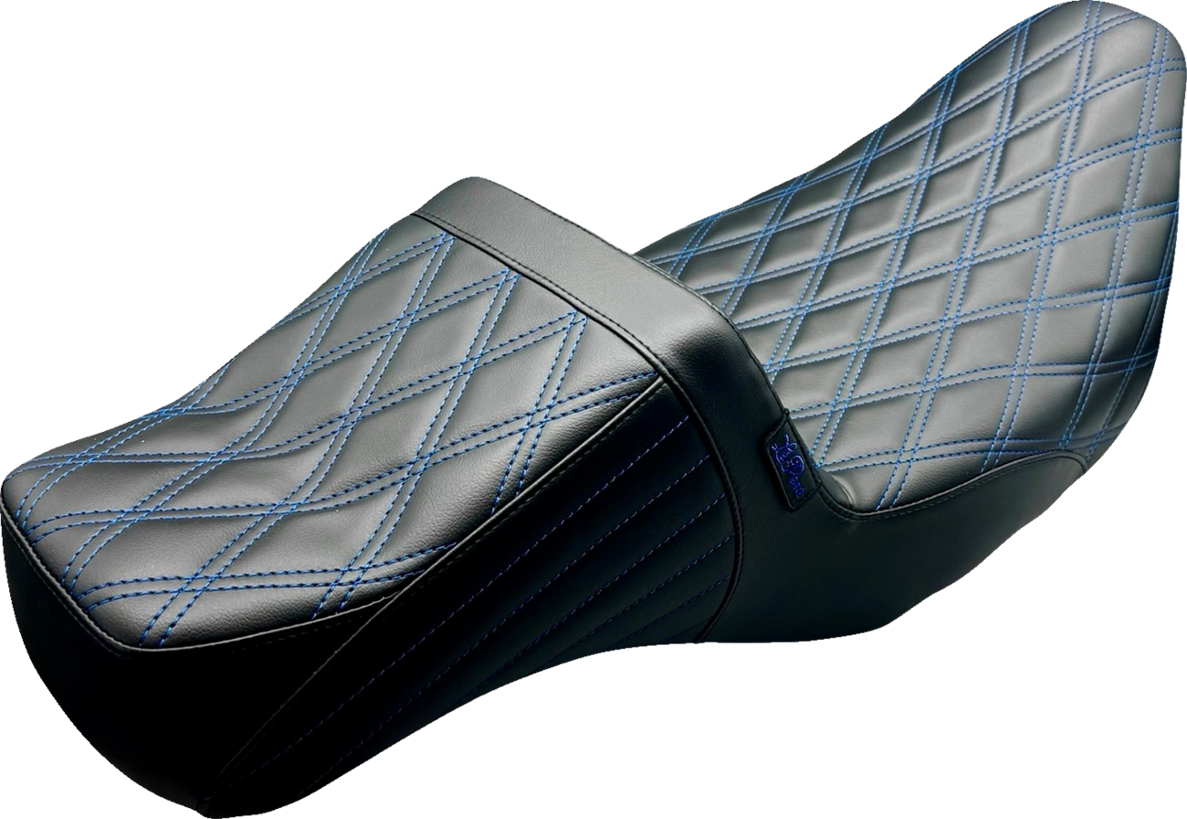 LE PERA Tailwhip Daddy Long Legs Seat - Double Diamond w/ Blue Thread - FLH/FLT '08-'24 LK-587DLDD-BLUE