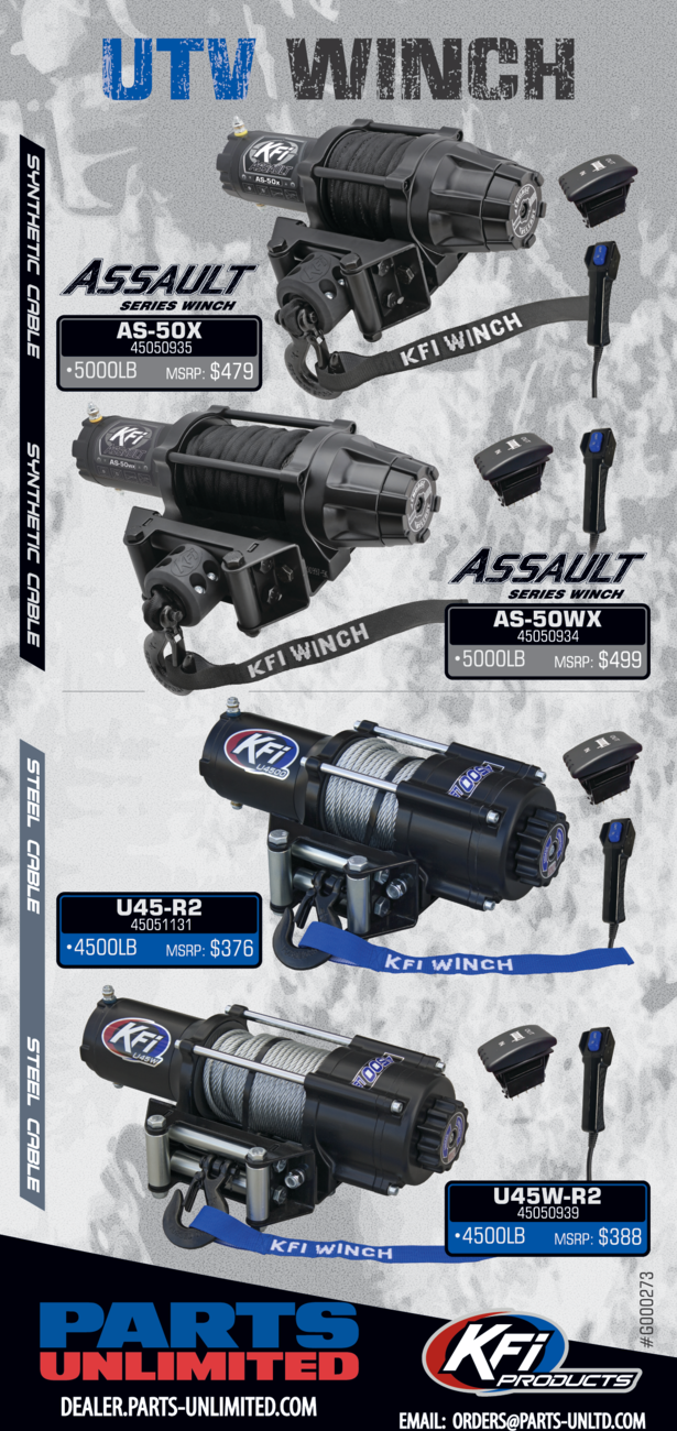 KFI PRODUCTS U45-R2 Winch - 4500 lb - 38' Steel Cable U45-R2