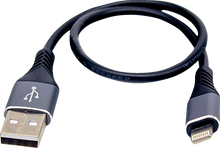 RIDEPOWER Male USB to Male Lightning Cable - Phone - Charger - 12" - Black/Gray RPUSBLHT12
