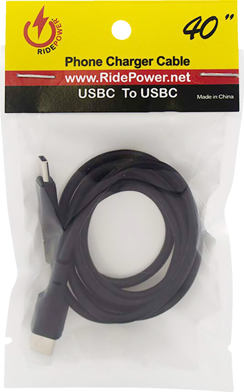 RIDEPOWER Male USB-C to Male USB-C Cable - Phone - Charger - 40" - Black RPUSBCUSBC40