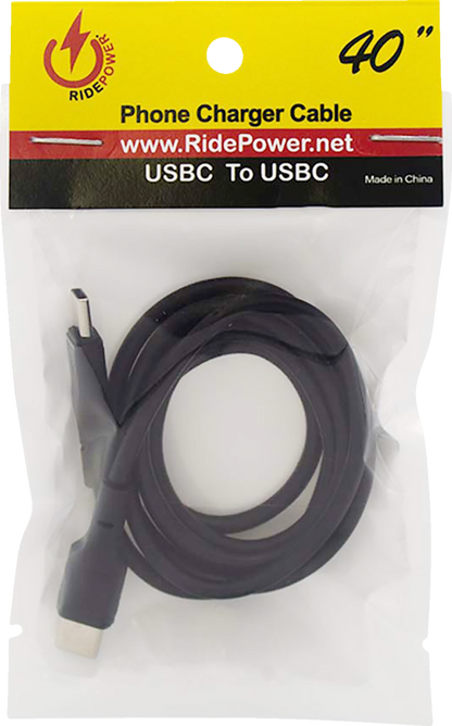 RIDEPOWER Male USB-C to Male USB-C Cable - Phone - Charger - 40" - Black RPUSBCUSBC40