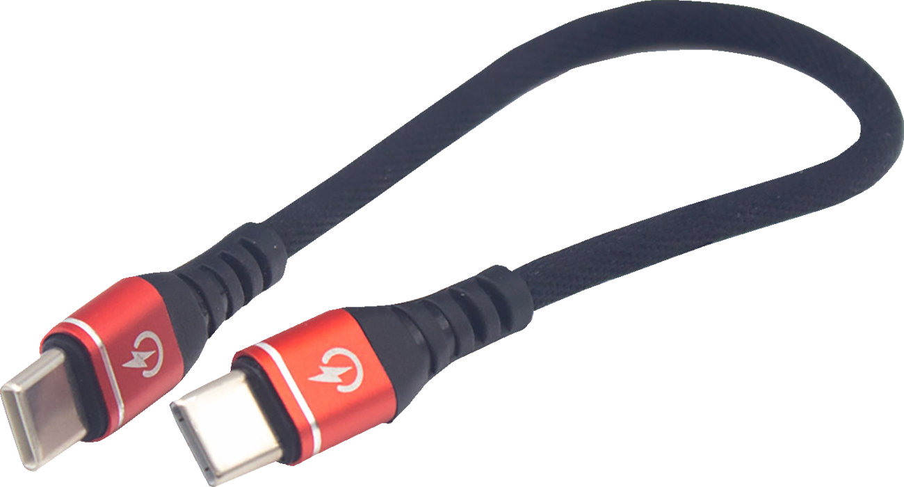 RIDEPOWER Male USB-C to Male USB-C Cable - Phone Charger - Heavy-Duty - 7-1/2" - Black/Red RPUSBCUSBC75