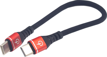RIDEPOWER Male USB-C to Male USB-C Cable - Phone Charger - Heavy-Duty - 7-1/2" - Black/Red RPUSBCUSBC75