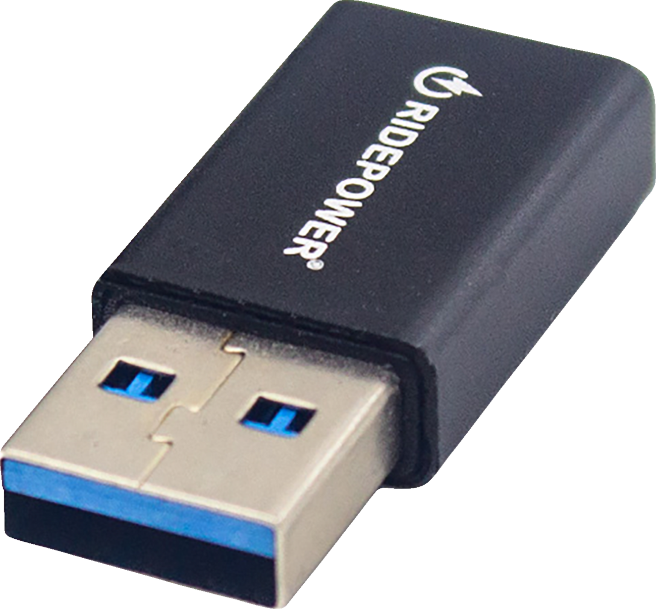 RIDEPOWER Male USB to Female USB-C Adapter - Power - Compact - Black RPUSBUSBCADPT