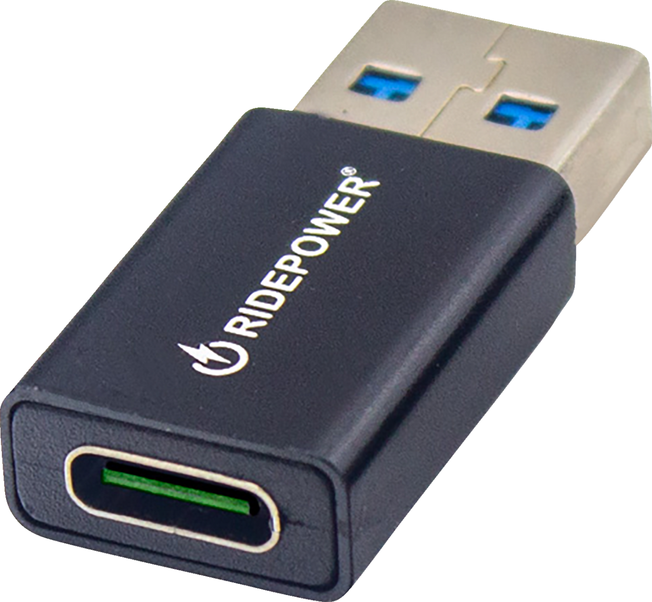 RIDEPOWER Male USB to Female USB-C Adapter - Power - Compact - Black RPUSBUSBCADPT
