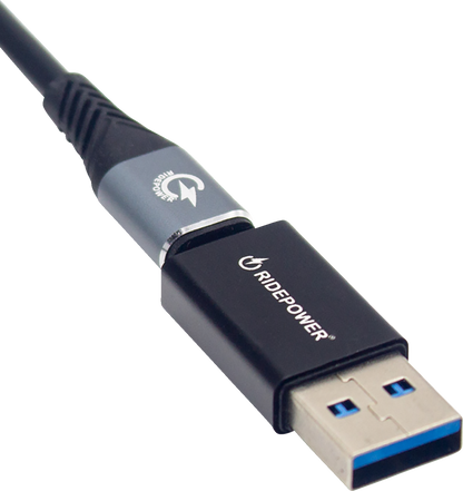 RIDEPOWER Male USB to Female USB-C Adapter - Power - Compact - Black RPUSBUSBCADPT