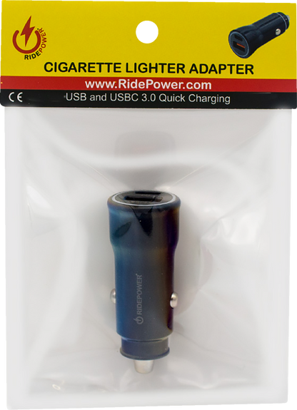 RIDEPOWER Power Adapter - Cigarette Lighter - USB/USB-C - Black RPCIGUSBUSBCADP