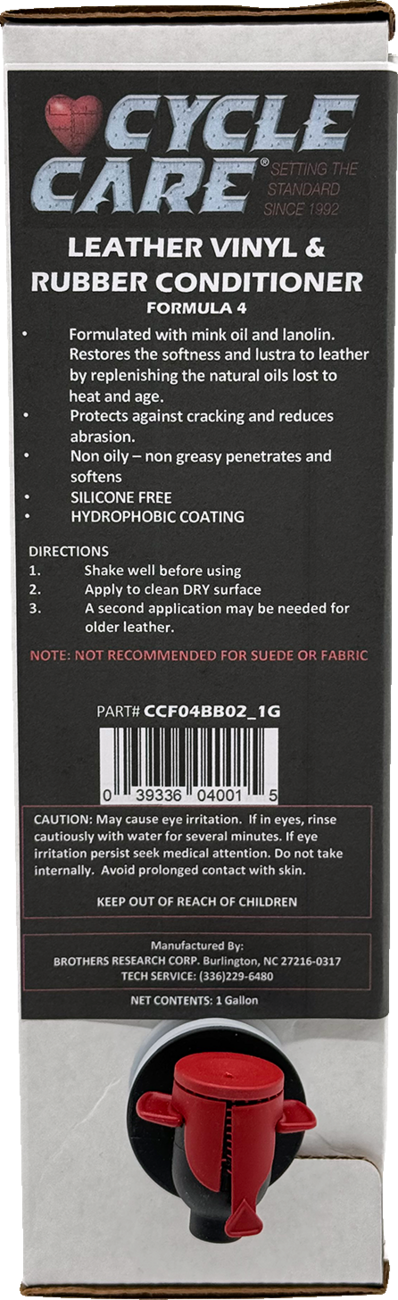CYCLE CARE FORMULAS Formula 4 Leather Vinyl - Bag in Box - 1 U.S. gal. CCF04BB02_1G