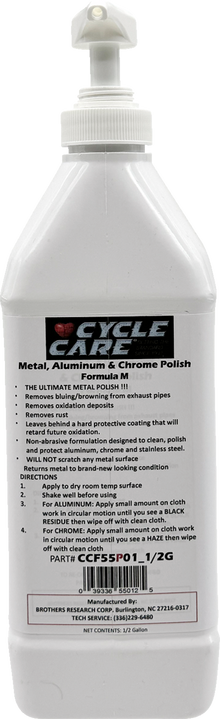 CYCLE CARE FORMULAS Formula M Aluminum/Chrome Polish - Bag in Box - 1/2 U.S. gal. CCF55P01_1/2G