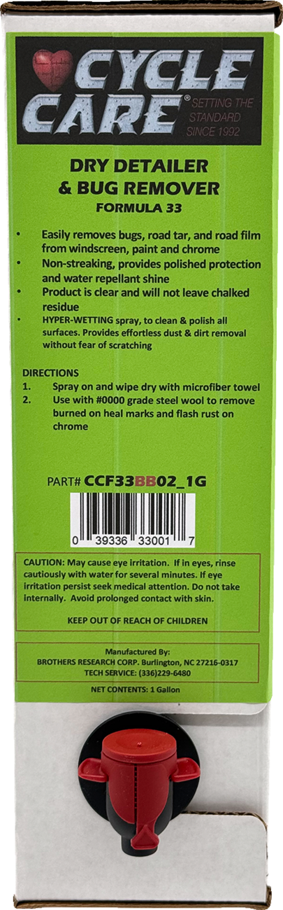 CYCLE CARE FORMULAS Formula 33 Detailer & Bug Remover - Bag in Box - 1 U.S. gal. CCF33BB02_1G