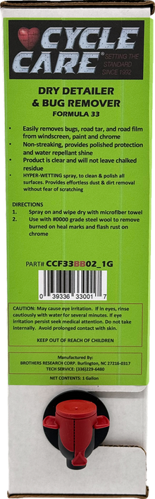 CYCLE CARE FORMULAS Formula 33 Detailer & Bug Remover - Bag in Box - 1 U.S. gal. CCF33BB02_1G