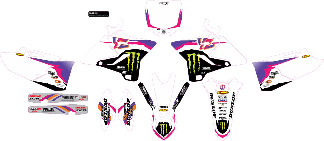 D'COR VISUALS Graphic Kit - '93 Monster Energy Retro - YZ 125/250 20-50-235