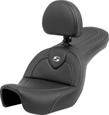 SADDLEMEN Roadsofa™ Carbon Fiber Seat - Carbon Fiber - with Backrest - FXD '06-'17 806-04-185BR