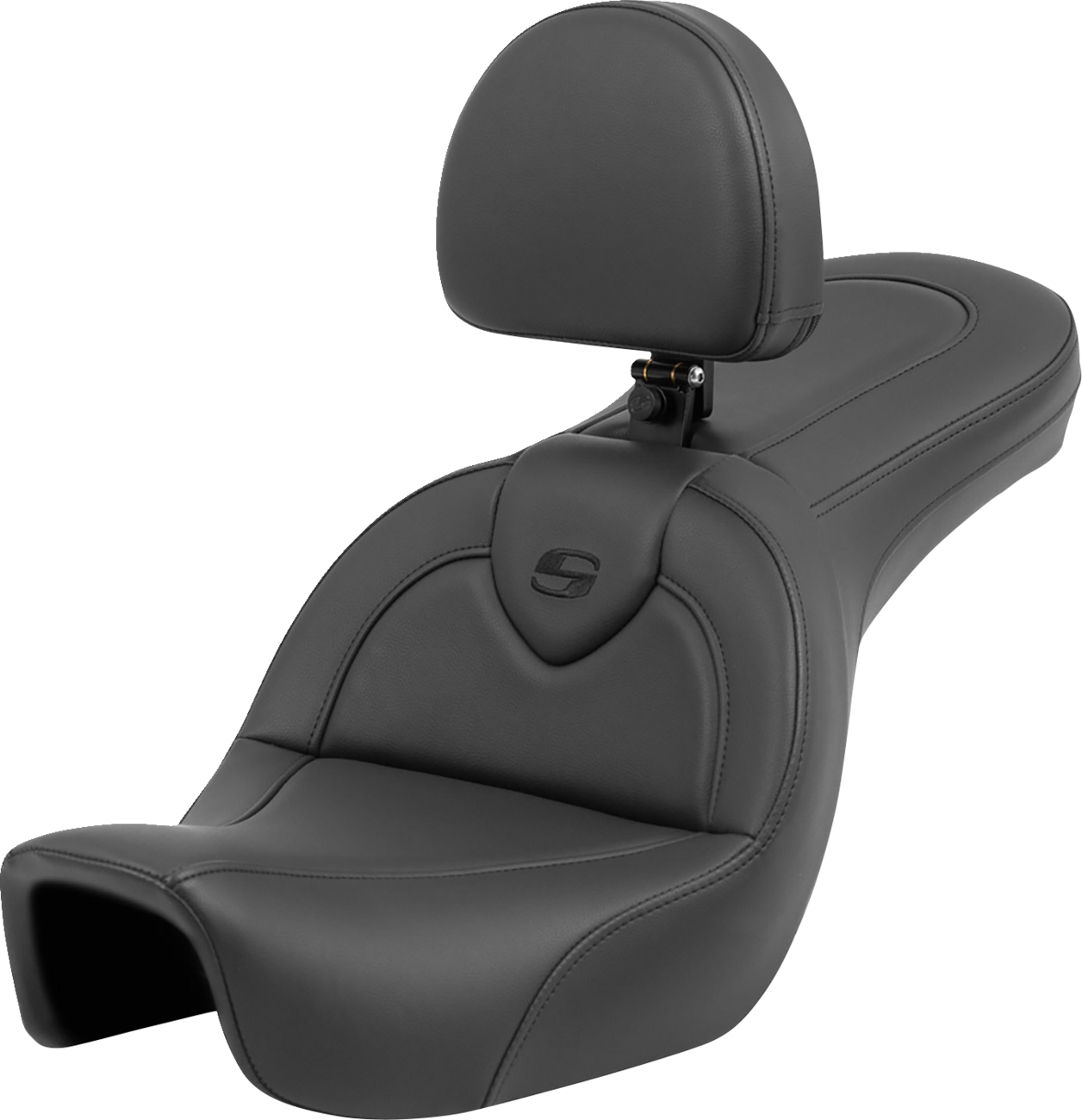 SADDLEMEN Roadsofa™ Seat - with Backrest - Black/Black Stitching - FXD '06-'17 806-04-187BR