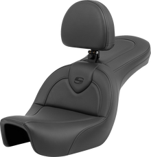SADDLEMEN Roadsofa™ Seat - with Backrest - Black/Black Stitching - FXD '06-'17 806-04-187BR