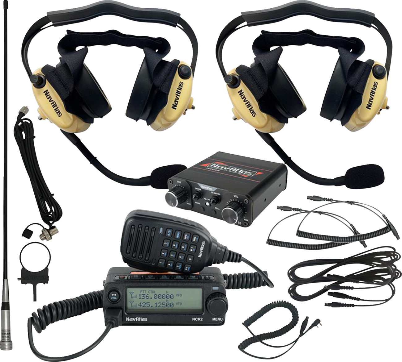 NAVATLAS Intercom/Radio and Headset Kit - 2-Seat - Beige NIRBHBE2