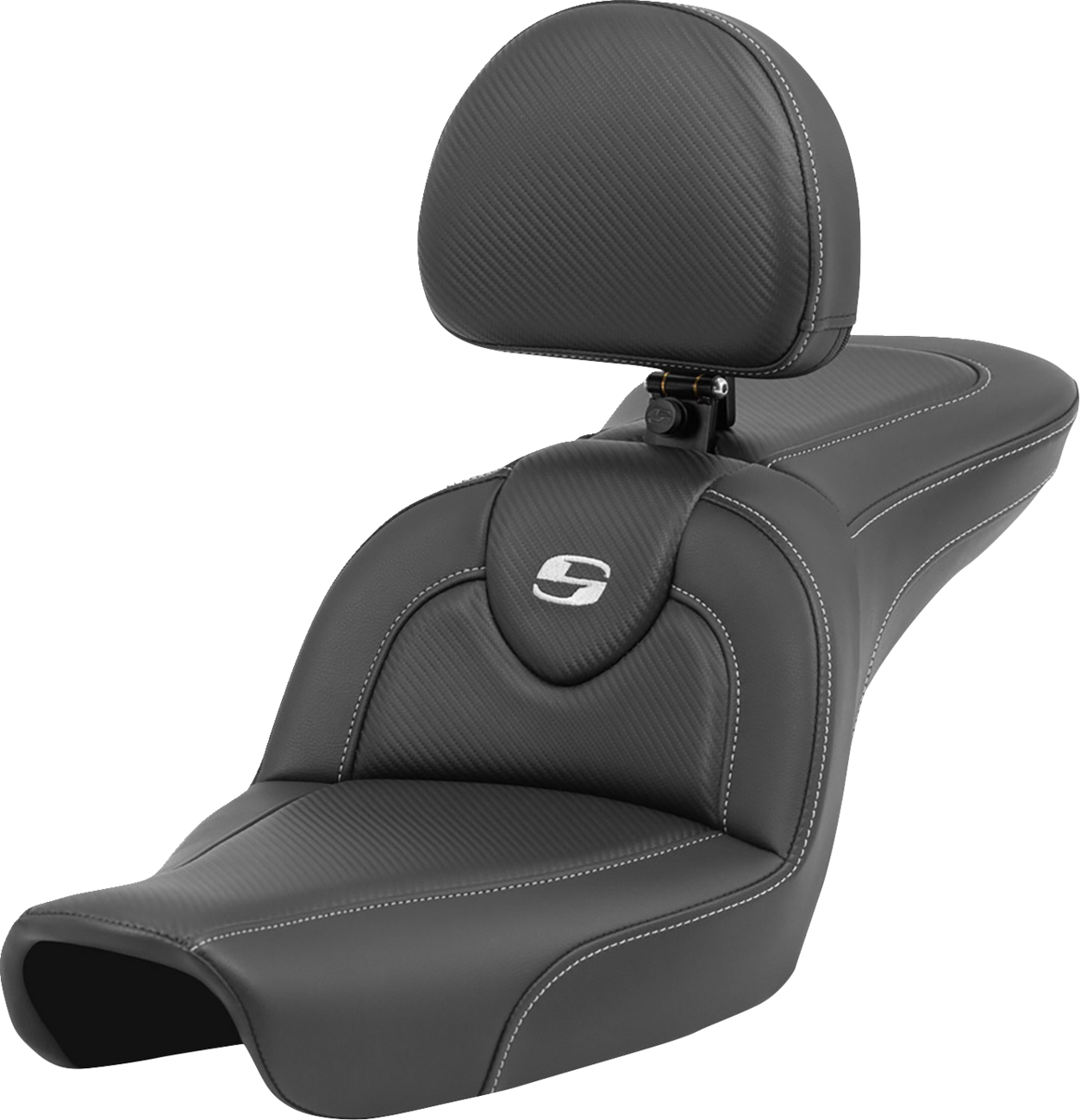 SADDLEMEN Roadsofa™ Carbon Fiber Seat - Carbon Fiber - with Backrest - FXD '96-'03 896-04-185BR