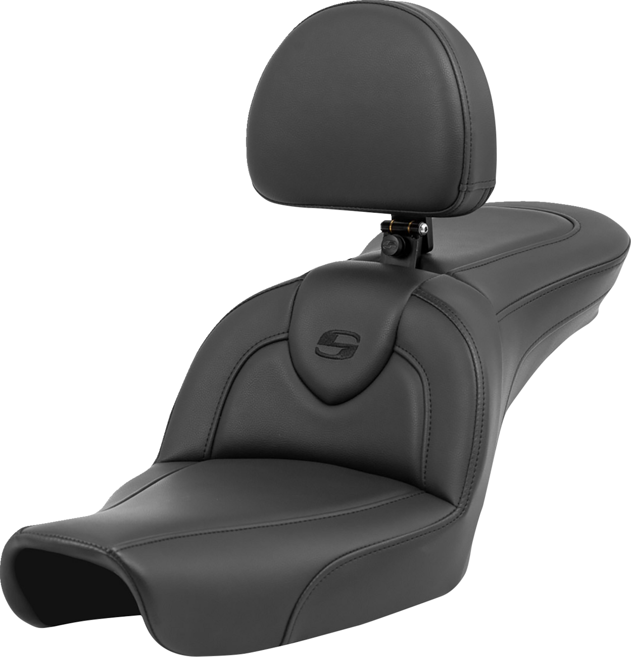 SADDLEMEN Roadsofa™ Seat - with Backrest - Black/Black Stitching - FXD '96-'03 896-04-187BR