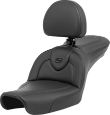 SADDLEMEN Roadsofa™ Seat - with Backrest - Black/Black Stitching - FXD '96-'03 896-04-187BR