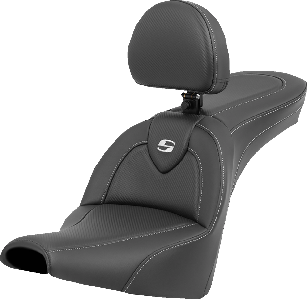 SADDLEMEN Roadsofa™ Carbon Fiber Seat - Carbon Fiber - with Backrest - FXBB/FXST '18-'24 818-30-185BR