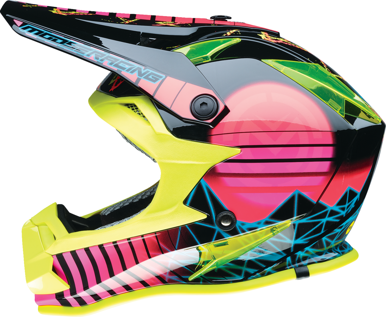 MOOSE OFFROAD Youth F.I. Helmet - Vaporwave - MIPS® - Black/Pink/Yellow - Small 0111-1614
