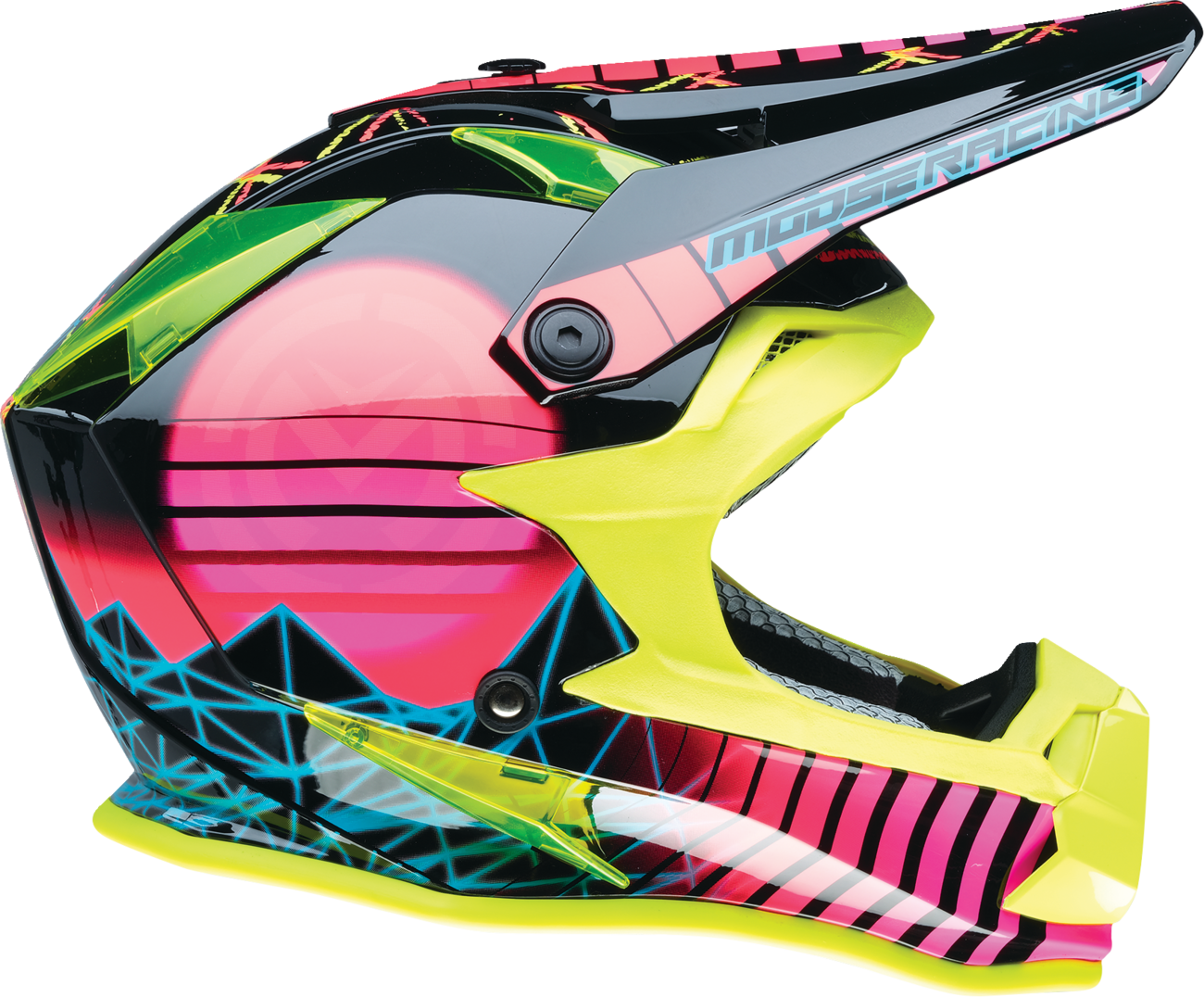 MOOSE OFFROAD Youth F.I. Helmet - Vaporwave - MIPS® - Black/Pink/Yellow - Small 0111-1614