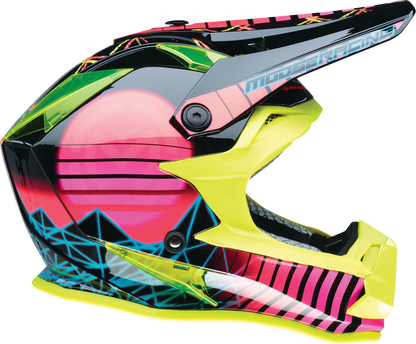 MOOSE OFFROAD Youth F.I. Helmet - Vaporwave - MIPS® - Black/Pink/Yellow - Small 0111-1614