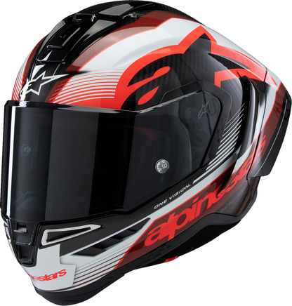 ALPINESTARS Supertech R10 Helmet - Team - Black/Carbon Red/Gloss White - 2XL 8200224-1352-XXL