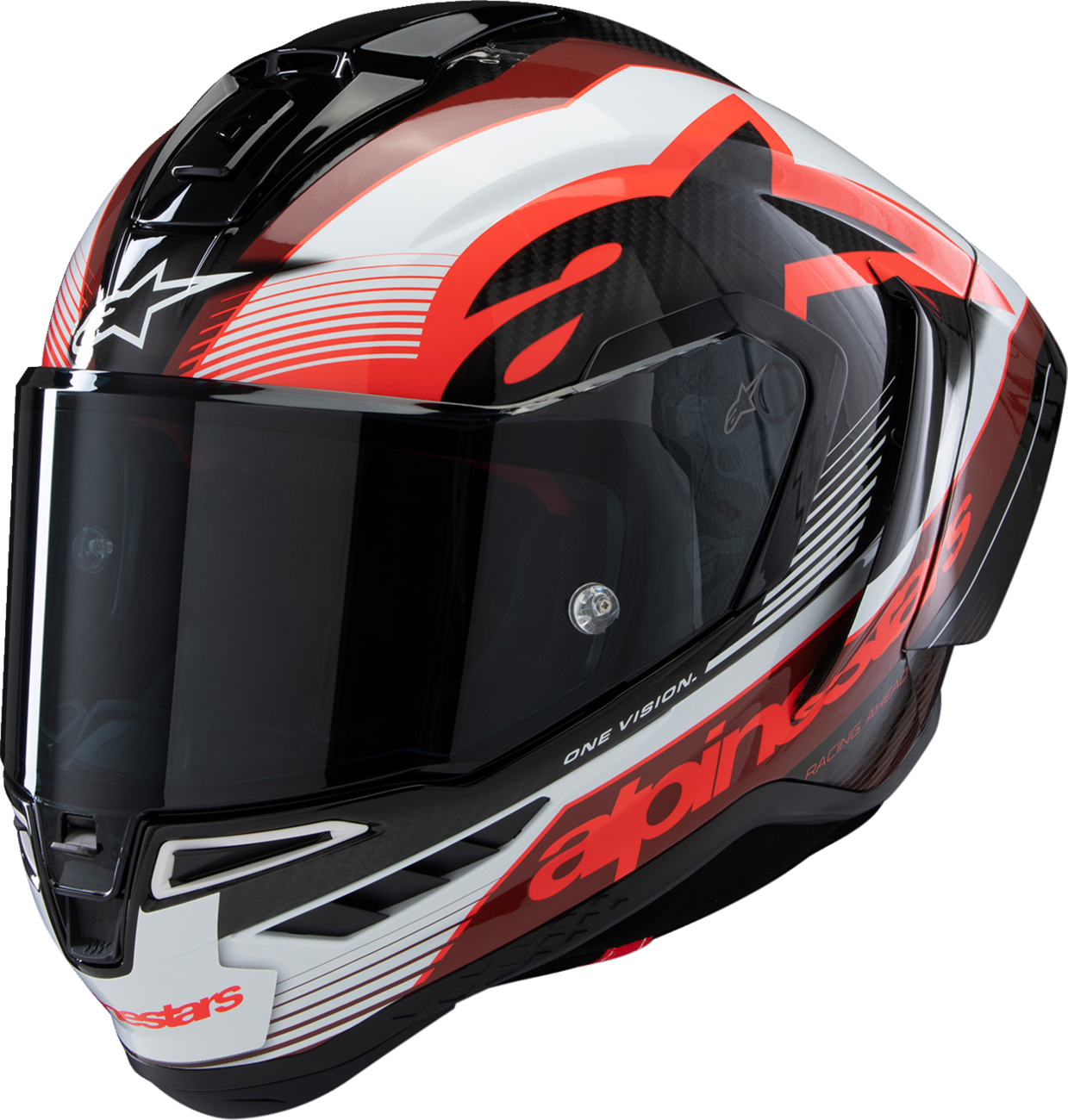 ALPINESTARS Supertech R10 Helmet - Team - Black/Carbon Red/Gloss White - Large 8200224-1352-L