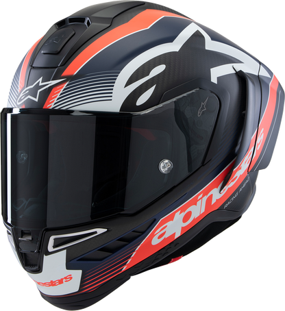 ALPINESTARS Supertech R10 Helmet - Team - Matte Black/Carbon Red Fluo/Blue - Small 8200224-1383-S