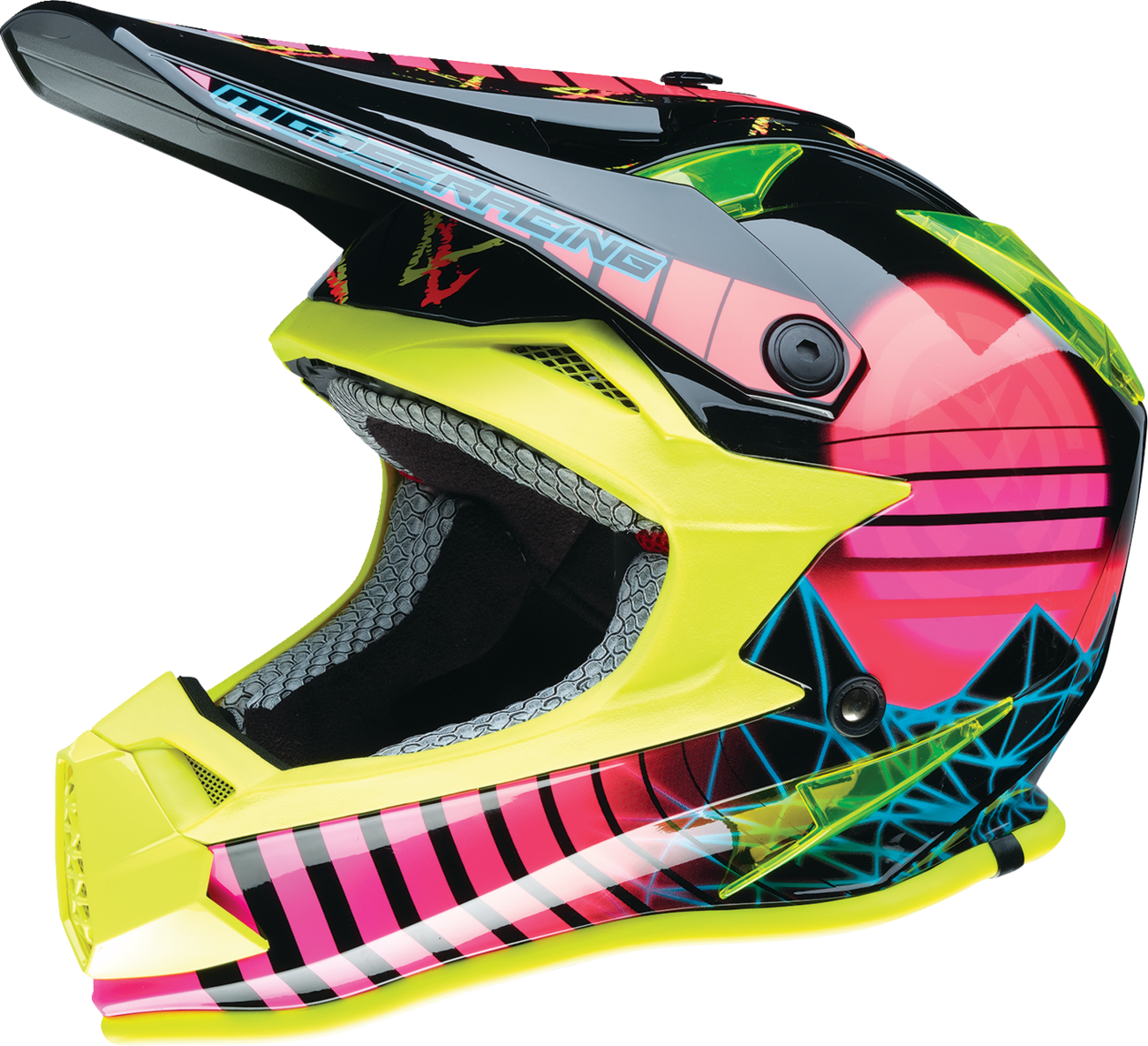 MOOSE OFFROAD Youth F.I. Helmet - Vaporwave - MIPS® - Black/Pink/Yellow - Medium 0111-1615