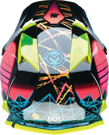 MOOSE OFFROAD Youth F.I. Helmet - Vaporwave - MIPS® - Black/Pink/Yellow - Medium 0111-1615