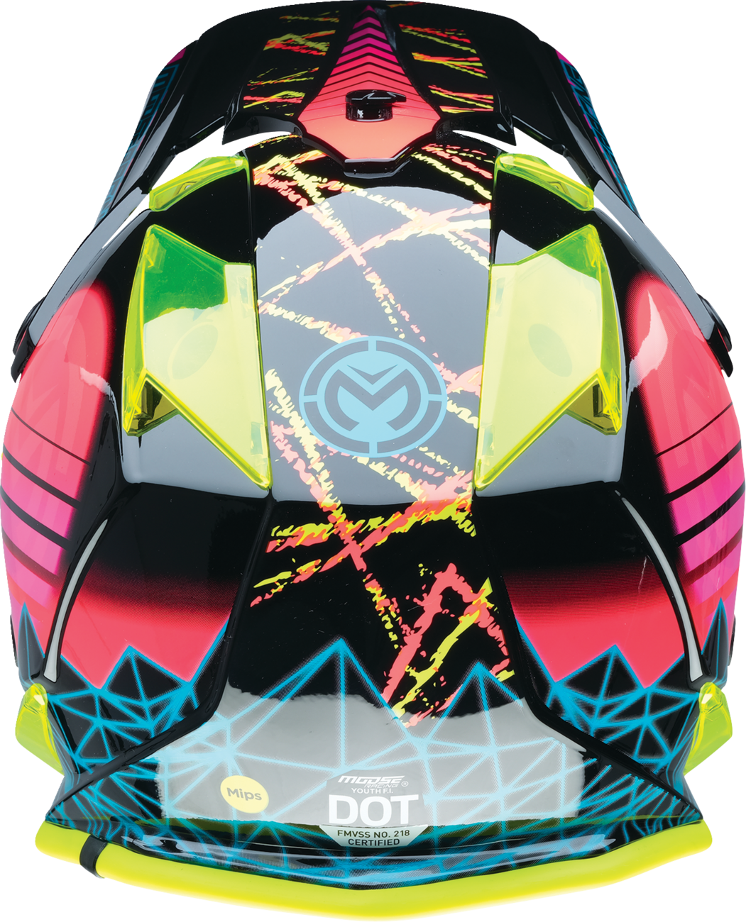 MOOSE OFFROAD Youth F.I. Helmet - Vaporwave - MIPS® - Black/Pink/Yellow - Medium 0111-1615