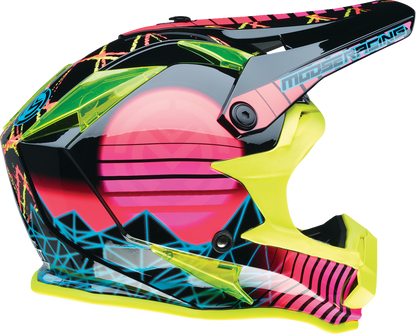 MOOSE OFFROAD Youth F.I. Helmet - Vaporwave - MIPS® - Black/Pink/Yellow - Large 0111-1616