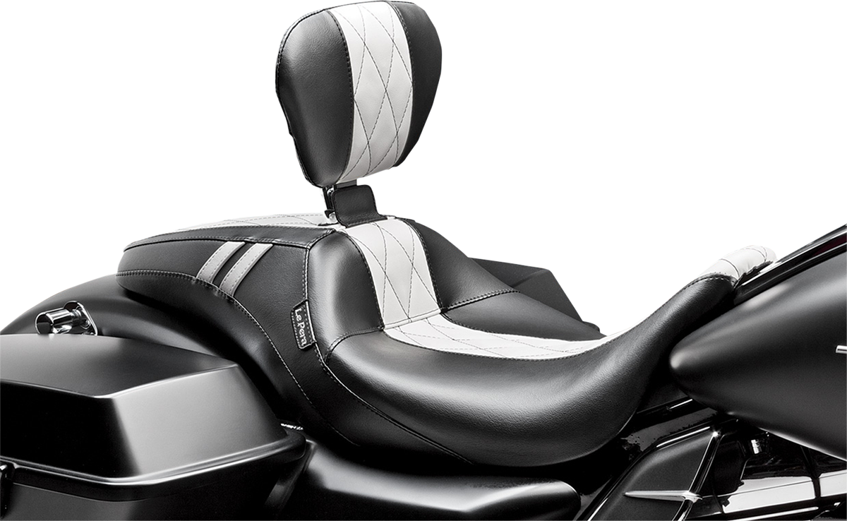 LE PERA Outcast GT Seat - Full-Length - With Backrest - Black Double Diamond w/ White Inlay - FL '08-'23 LK-987BRGTWDM