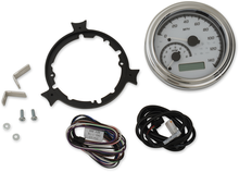 DAKOTA DIGITAL MVX Series Fatbob Analog/Digital Gauge System - White/Gray/Chrome MVX-2004-WG-C