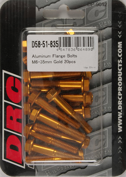 Aluminum Flange Bolts Gold M6x35mm 20/Pk