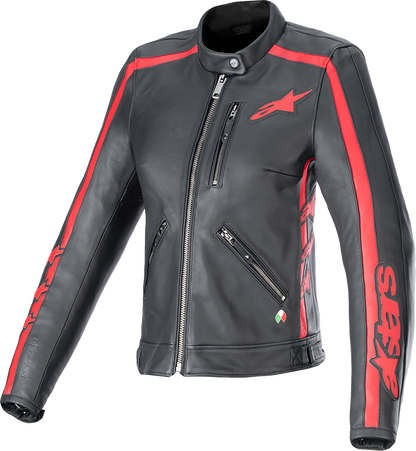 ALPINESTARS Stella Dyno Leather Jacket - Black/Haute Red - Medium 3113924-1346-M