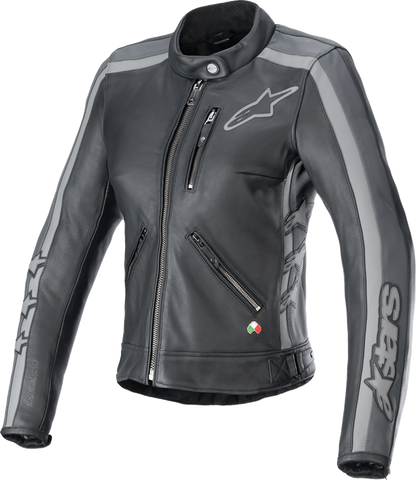 ALPINESTARS Stella Dyno Leather Jacket - Black Tar Gray/Dark Gray - Small 3113924-1296-S