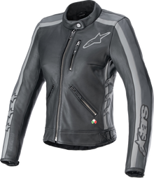 ALPINESTARS Stella Dyno Leather Jacket - Black Tar Gray/Dark Gray - 2XL 3113924-1296-2X