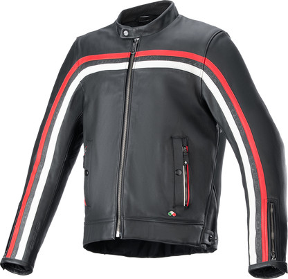 ALPINESTARS Dyno Leather Jacket - Black/Ruby Red/Ecru - 3XL 3103924-1316-3X