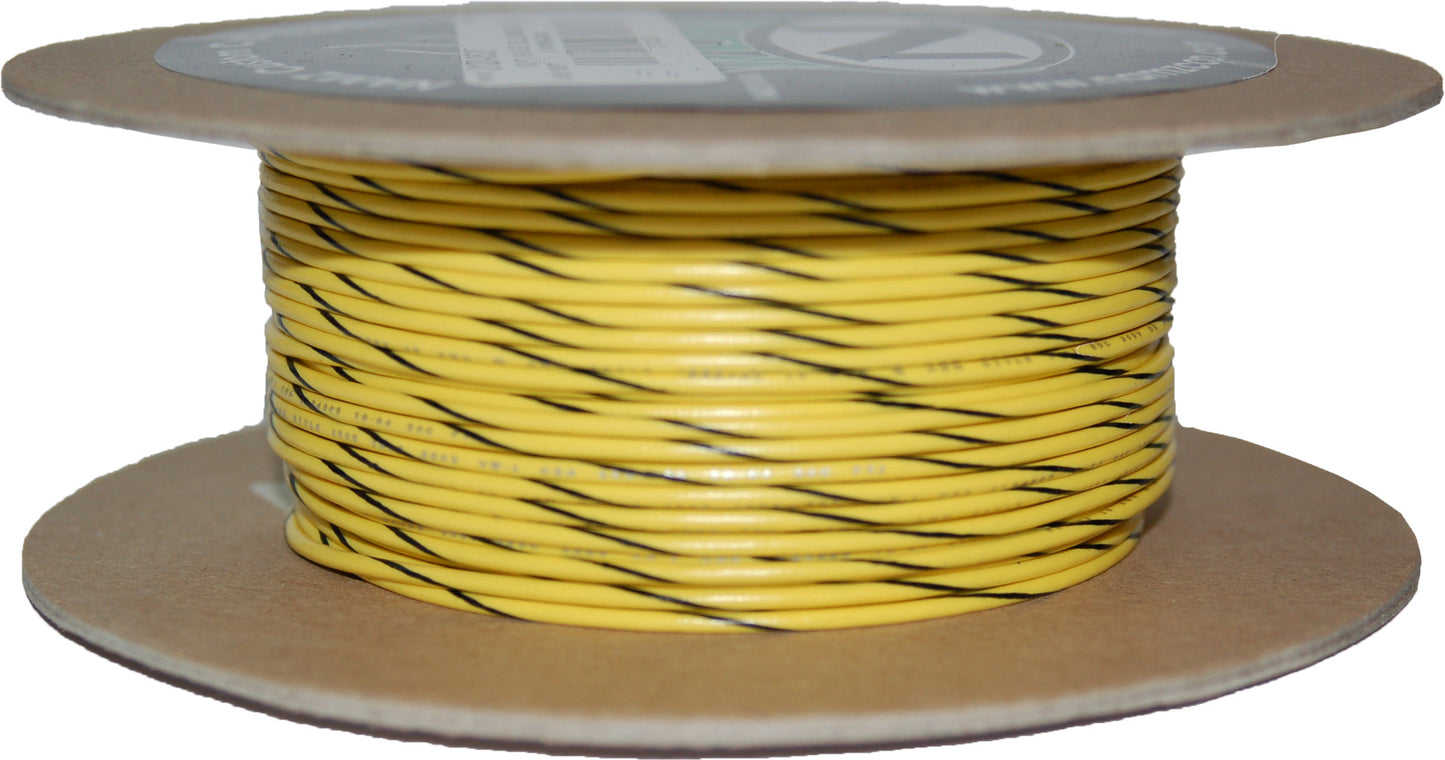 #18 Gauge Yellow/Black Stripe 100' Spool Of Primary Wire